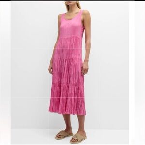 NWT EILEEN FISHER Tiered Sleeveless Crinkled Midi Dress